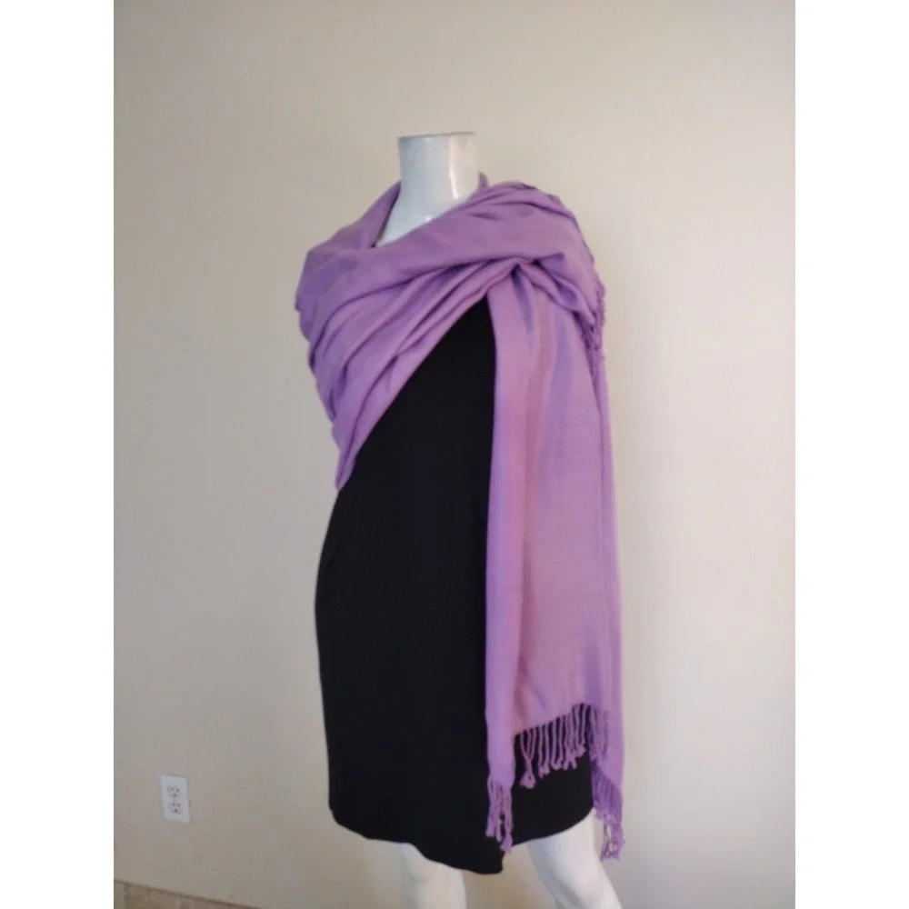 Pashmina Cashmire‎ scarf wrap shawl Purple Lightweight Chic Elegant 66x29